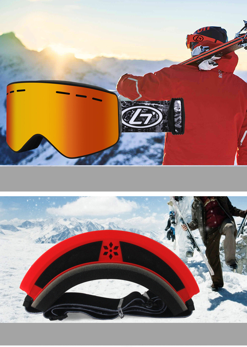 Matrix Blackcomb Prescription Ski and Snowboard Goggles Red - Dual Anti Fog Lenses - Impact Resistance and Magnetic Interchangeable Lenses 