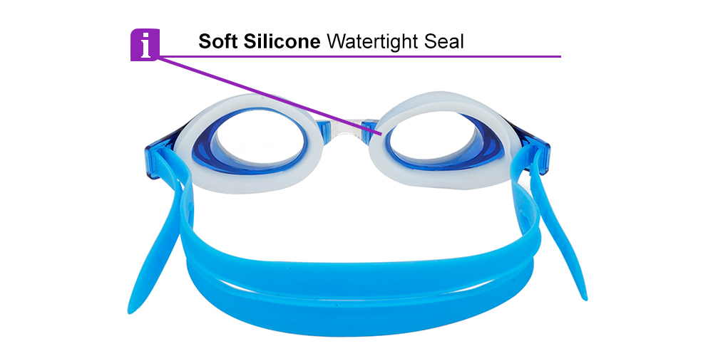 Pismo Prescription Swimming Goggle - Blue Swimming Glasses - Nose Clip, Ear Plugs and Watertight Case Included