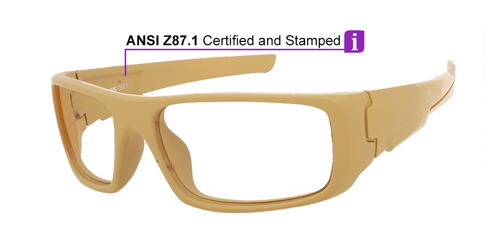 Fusion Amarillo Prescription Safety Glasses Almond  -- ANSI Z87.1 Rated