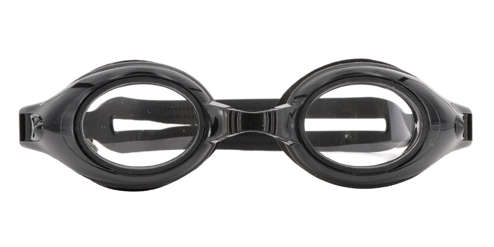Pismo Prescription Swimming Goggle - Black Swimming Glasses - Nose Clip, Ear Plugs and Watertight Case Included