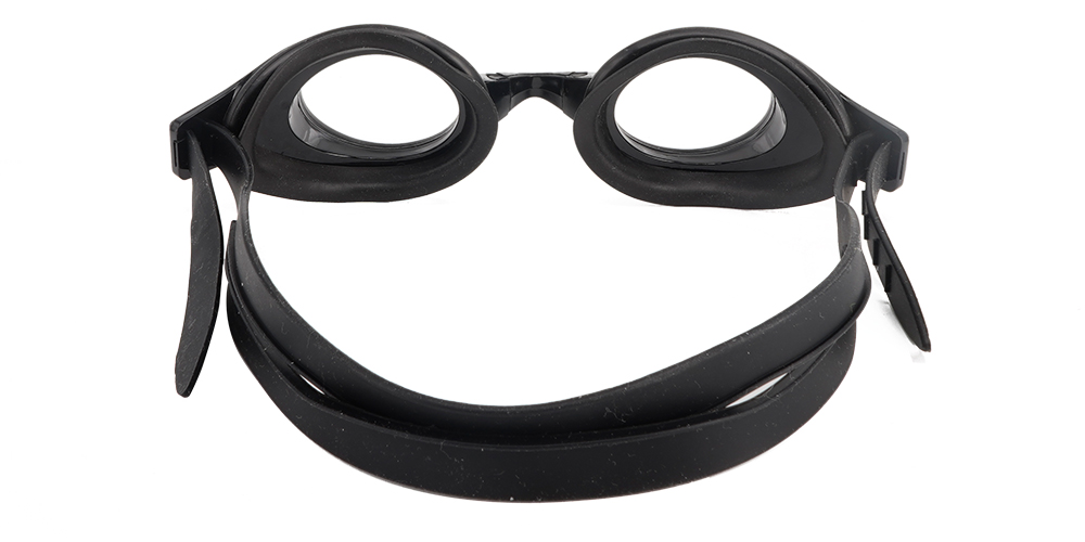 Pismo Prescription Swimming Goggle - Black Swimming Glasses - Nose Clip, Ear Plugs and Watertight Case Included