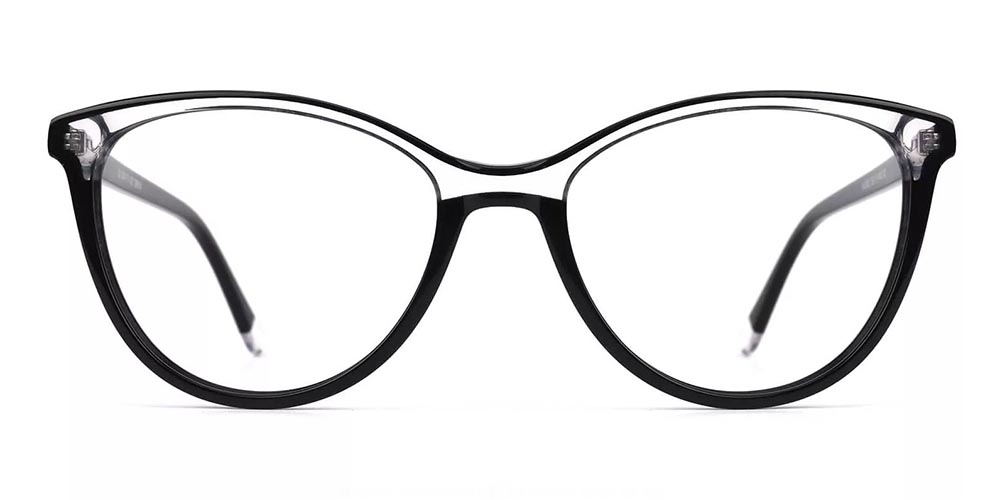 Pacoima Cat Eye Prescription Glasses - Hand Made Acetate - Clear Black