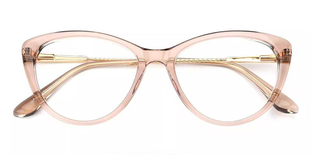 Aberdeen Cat Eye Prescription Glasses - Handmade Acetate - Clear Pink