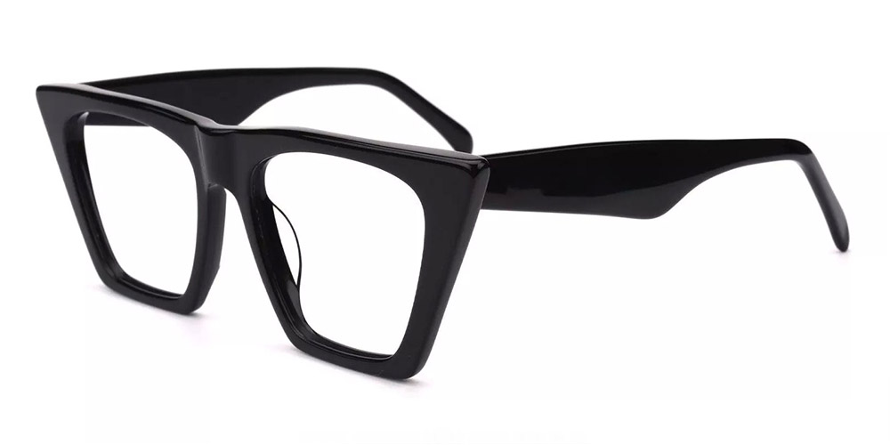 Concord Cat Eye Prescription Glasses - Handmade Acetate - Black