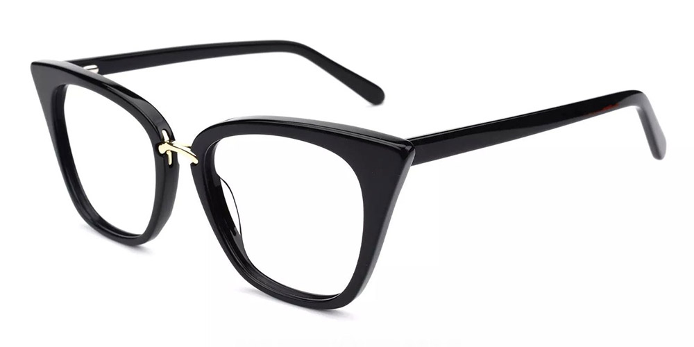 Stamford Cat Eye Prescription Glasses - Handmade Acetate - Black
