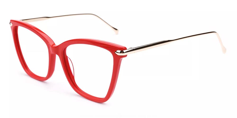 Hampton Cat Eye Prescription Glasses - Handmade Acetate - Red