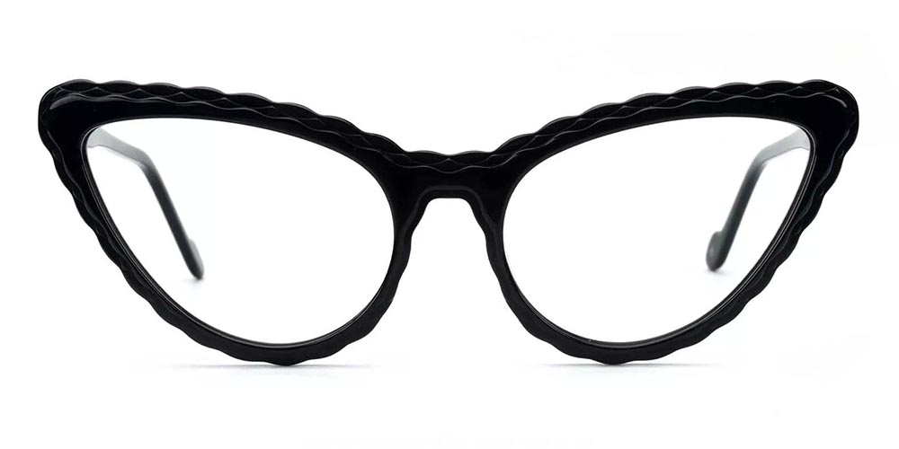 Warren Cat Eye Prescription Glasses - Handmade Acetate - Black