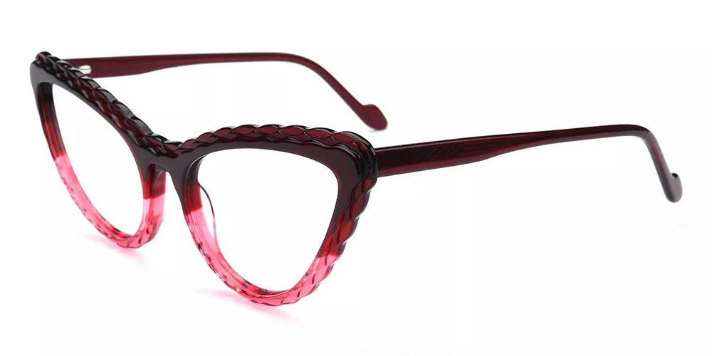 Warren Cat Eye Prescription Glasses - Handmade Acetate - Red