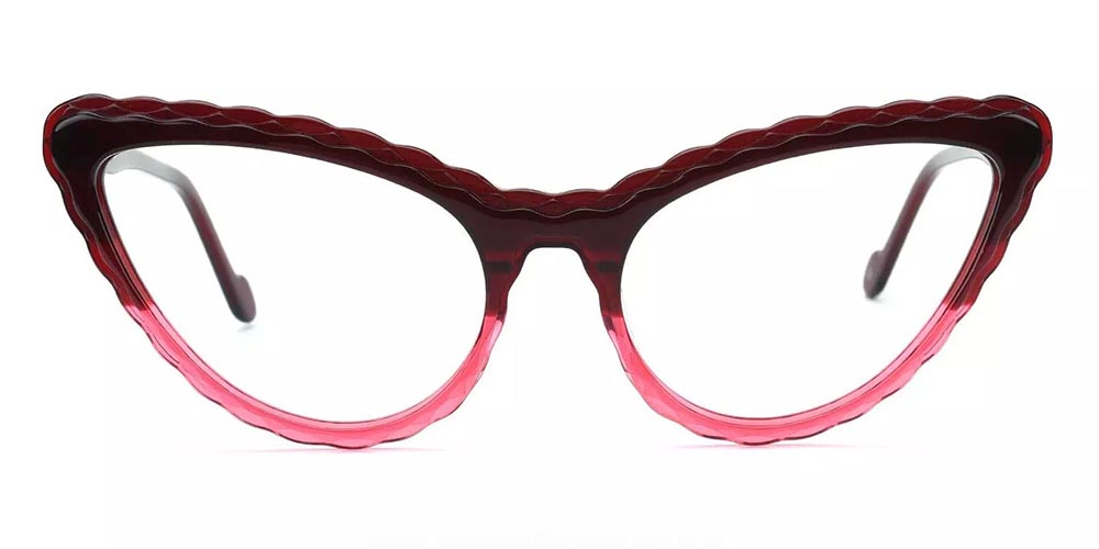 Warren Cat Eye Prescription Glasses - Handmade Acetate - Red