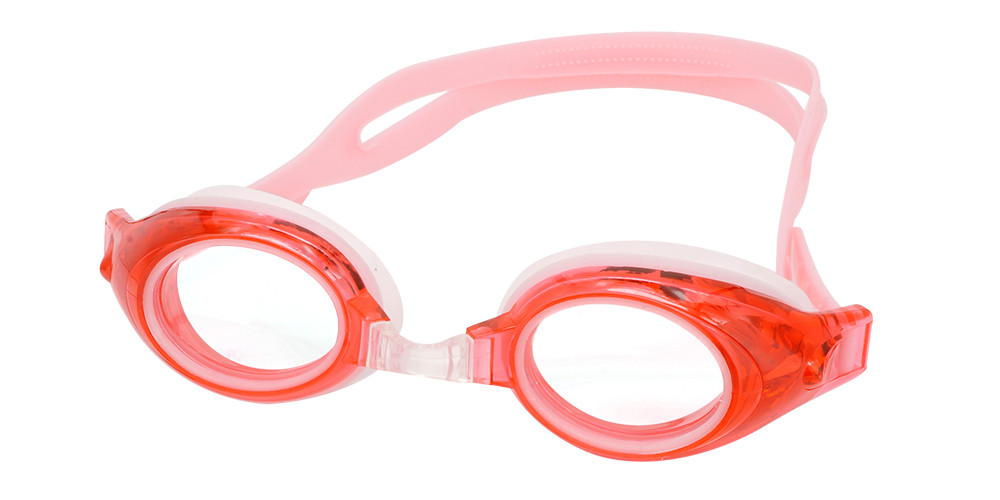 Pismo Prescription Swimming Goggle - Red Swimming Glasses - Nose Clip, Ear Plugs and Watertight Case Included