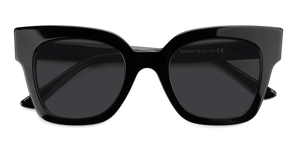 Etna Cat Eye Prescription Sunglasses Black Acetate For Women 