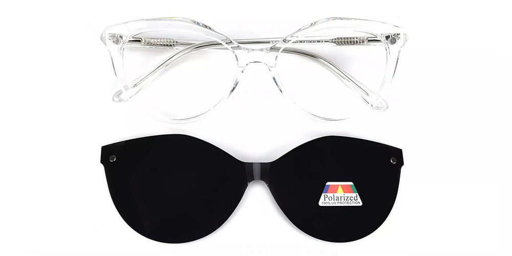 Provo Polarized Clip On Prescription Sunglasses - Hand Made Acetate - Clear