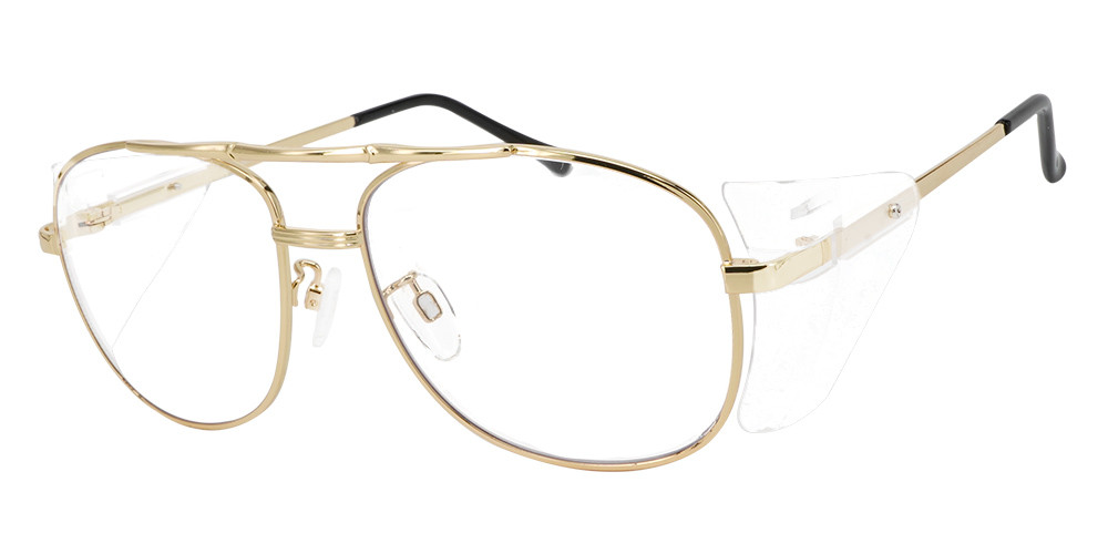 Frisco Aviator Prescription Safety Glasses Gold-- Impact Resistant Side Shields