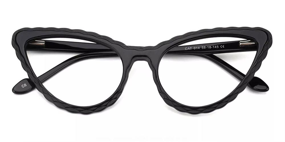 Warren Cat Eye Prescription Glasses - Handmade Acetate - Black