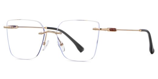 Everett Cat Eye Rimless Eyeglasses - Spring Hinge Prescription Glasses For Women