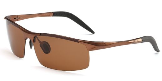 Roxboro Prescription Sports Glasses Brown - Cycling, Fishing, Jogging and Baseball Sunglasses - Super Light Aluminum Eyeglasses