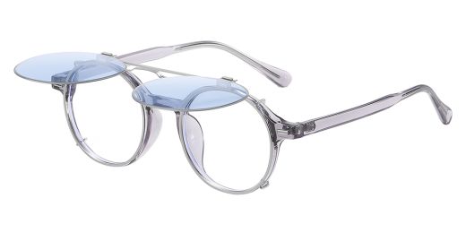 Evans  Prescription Eyeglasses - Polarized Clip On Sunglasses - Dual Detachable and Flip Up Design for Indoor Outdoor Use 