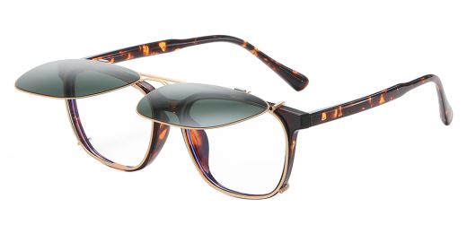 Doval Prescription Eyeglasses - Polarized Clip On Sunglasses - Dual Detachable and Flip Up Design for Indoor Outdoor Use 