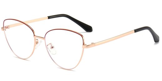 Costa Cat Eye Prescription Eyeglasses Red Gold - - Women Spring Hinge Glasses