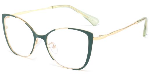 Melody Cat Eye Prescription Eyeglasses Green - - Women Spring Hinge Glasses 