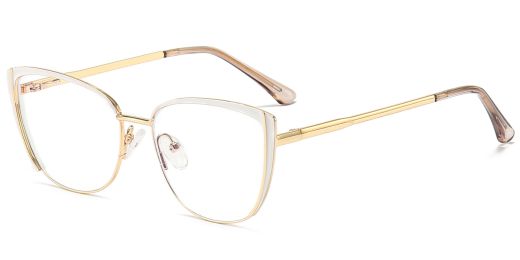 Upland Cat Eye Prescription Eyeglasses White - - Women Spring Hinge Glasses 