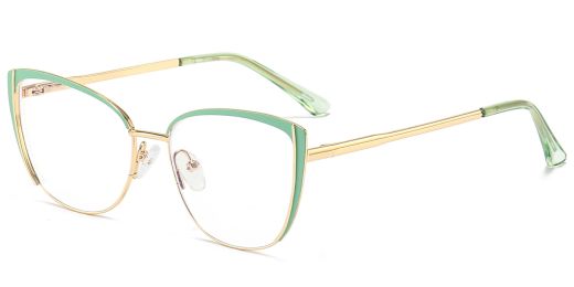 Upland Cat Eye Prescription Eyeglasses Green - - Women Spring Hinge Glasses 