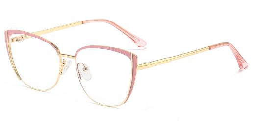 Upland Cat Eye Prescription Eyeglasses Pink - - Women Spring Hinge Glasses 