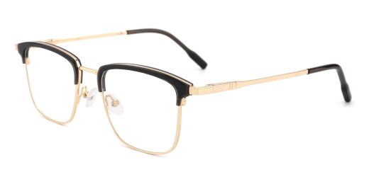 Lindsay Prescription Glasses Black Gold - Spring Hinge Eyeglasses