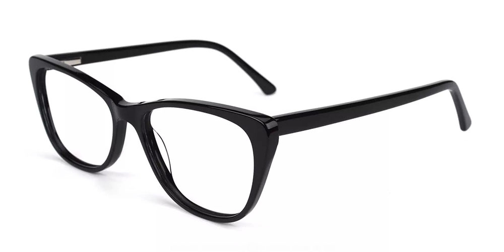 Tyler Cat Eye Prescription Glasses - Handmade Acetate - Black