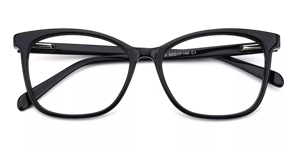 Benicia Cat Eye Prescription Glasses - Handmade Acetate - Black