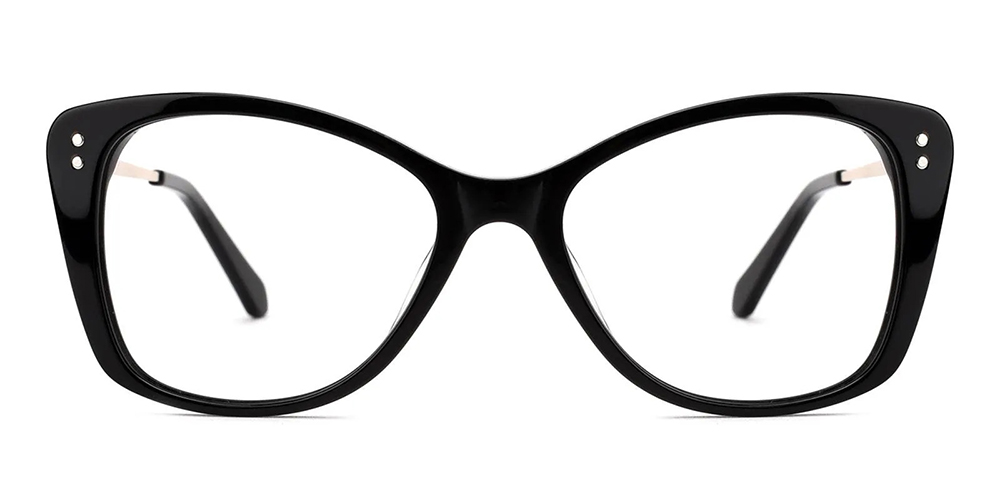 Ceres Polarized Clip On Prescription Sunglasses For Women - Cat Eye Black Acetate