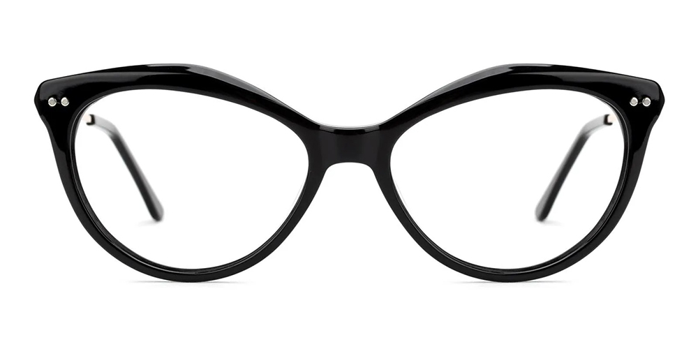 Dana Polarized Clip On Rx Sunglasses For Women - Cat Eye Black Acetate