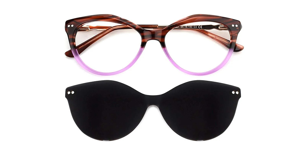 Dana Polarized Clip On Rx Sunglasses For Women - Cat Eye Tortoise Acetate