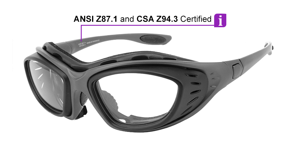 Matrix Highlander Prescription Safety Sports Glasses -- ANSI and CSA Certified -- Soft Foam Seal -- Interchangeable Headband