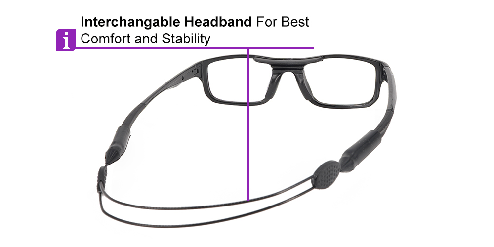 Lindsay Prescription Sports Glasses - Non Slip Temples - Interchangealbe Head Strap