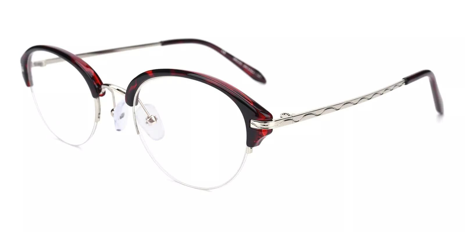 Burbank Half Rim Eyeglasses Red