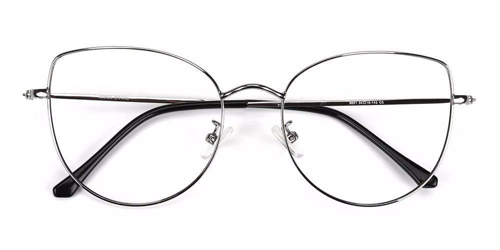Beaumont Metal Cat Eye Prescription Glasses Silver