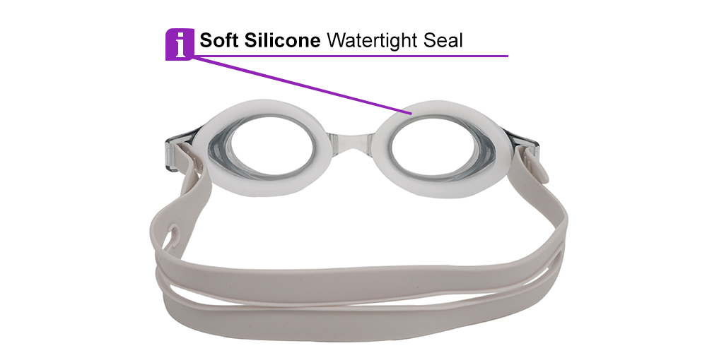 Pismo Prescription Swimming Goggle - Grey Swimming Glasses - Nose Clip, Ear Plugs and Watertight Case Included