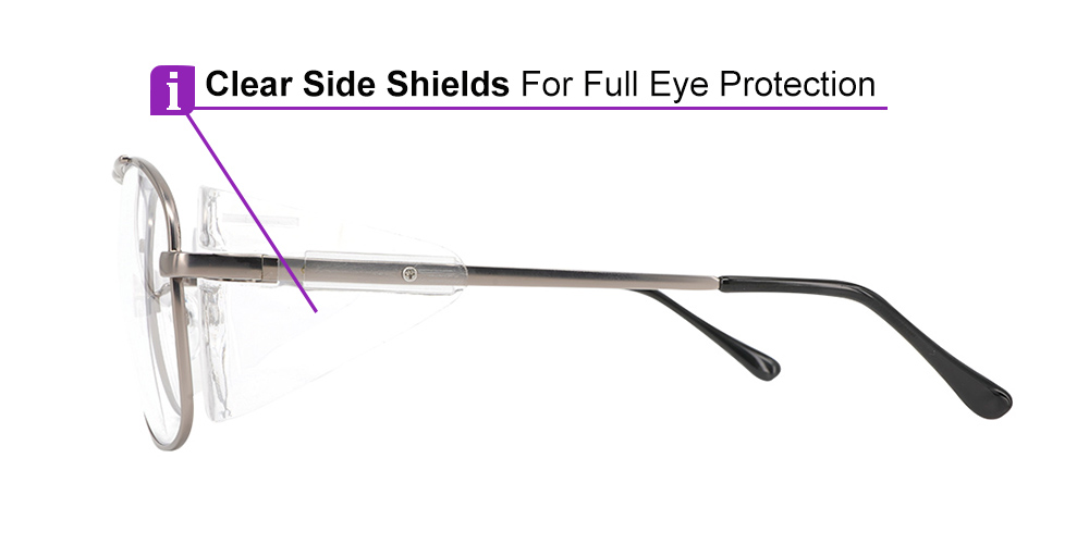 Frisco Aviator Prescription Safety Glasses Grey -- Impact Resistant Side Shields