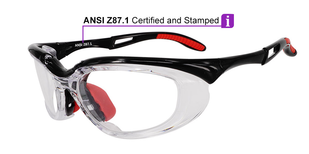 Fusion Toledo  Prescription Safety Glasses Black - ANSI Z87.1 Certified Stamped