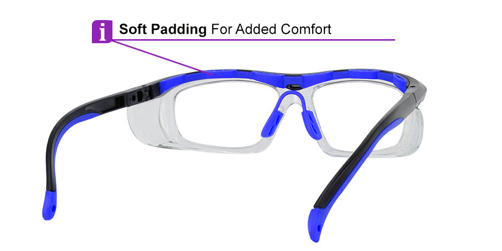 Fusion Plano  Prescription Safety Glasses Blue - ANSI Z87.1 Certified Stamped