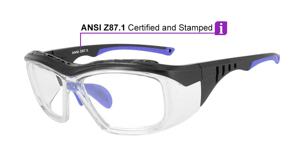 Fusion Omaha Prescription Safety Glasses Blue Clear - ANSI Z87.1 Certified Stamped