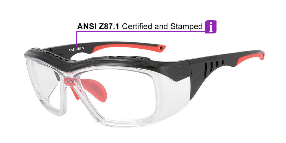 Fusion Omaha Prescription Safety Glasses Red Clear - - ANSI Z87.1 Certified Stamped