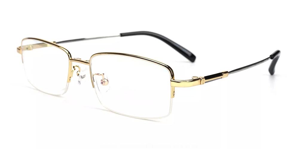 Rochester Polarized Clip On Prescription Sunglasses - Memory Titanium - Gold