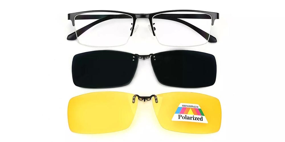Arvada Clip On Prescription Sunglasses Black - 2 Clips