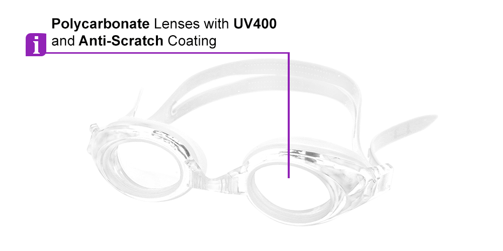 Pismo Prescription Swimming Goggle - Clear Swimming Glasses - Nose Clip, Ear Plugs and Watertight Case Included