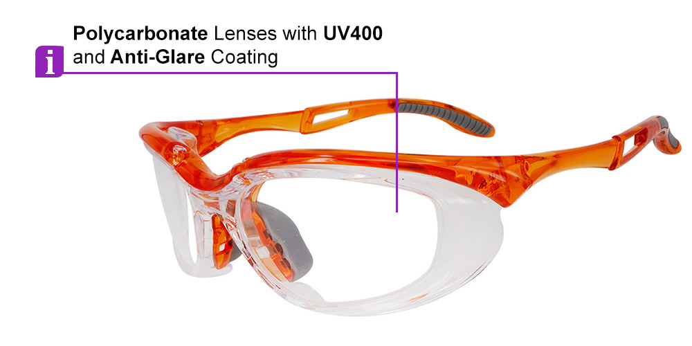 Fusion Toledo  Prescription Safety Glasses Orange - ANSI Z87.1 Certified Stamped 