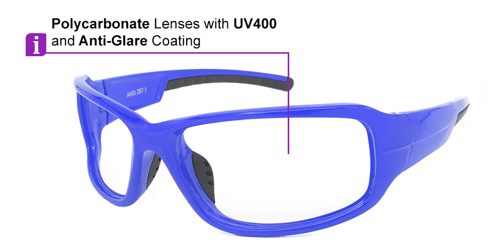 Tacoma Prescription Safety Glasses Blue -- ANSI Z87.1 Rated